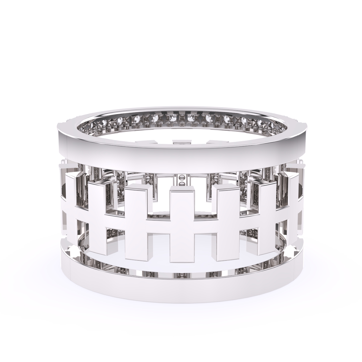 Luxurious Cluster Diamond Thick Wedding Band